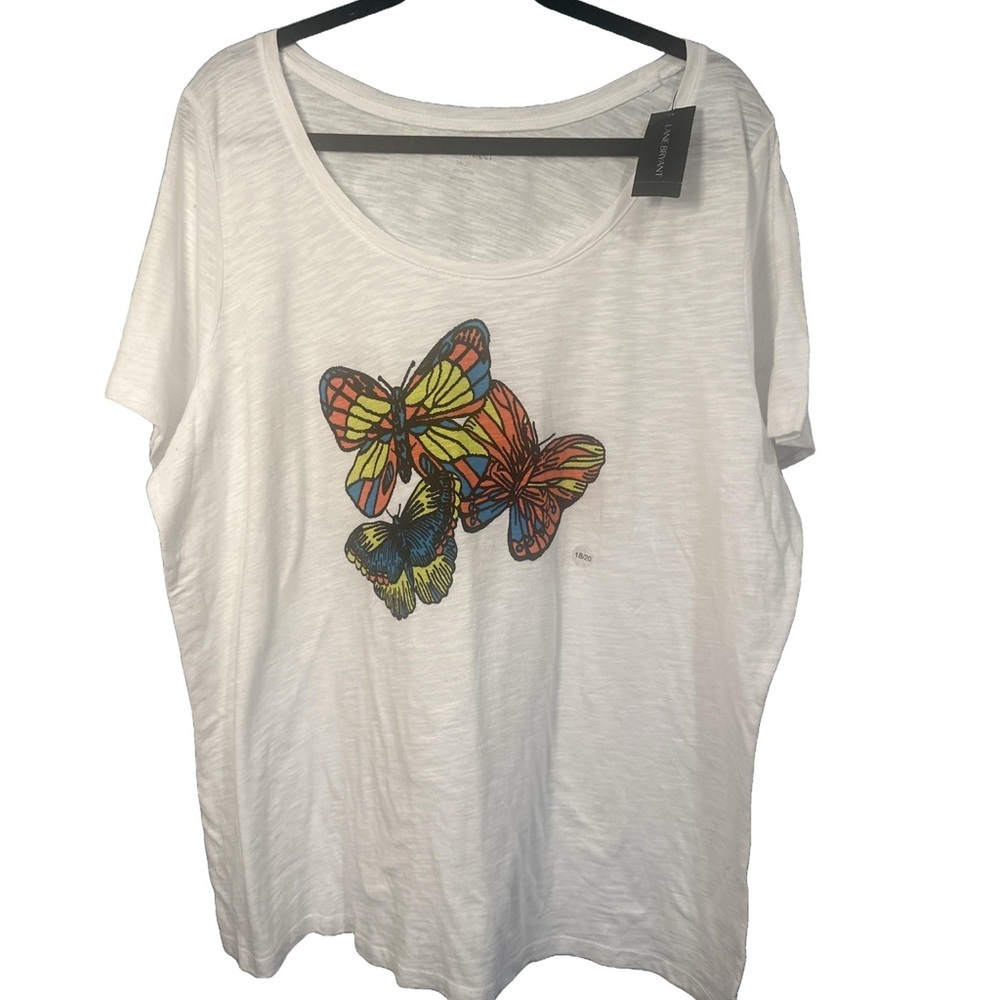 LANE BRYANT Size 18/20 White Butterfly Print t-Shirt